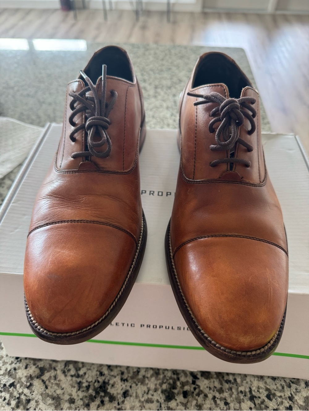 Cole Haan Men's Brown Leather Cap-Toe Oxfords